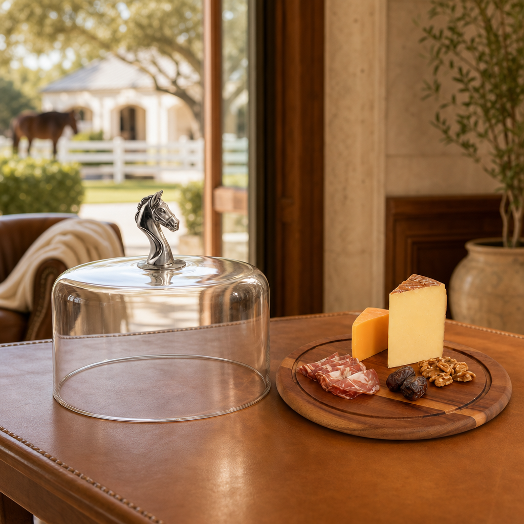 Vagabond House Horse Glass Covered Cheese Wood Board