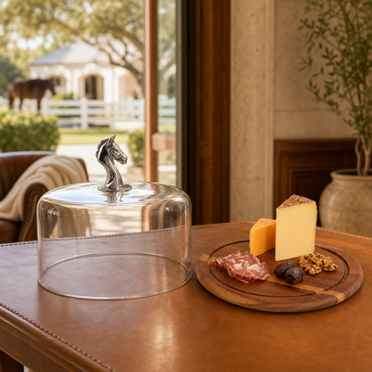 Vagabond House Horse Glass Covered Cheese Wood Board