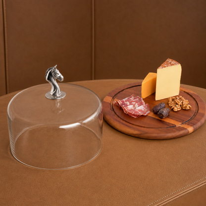 Vagabond House Horse Glass Covered Cheese Wood Board