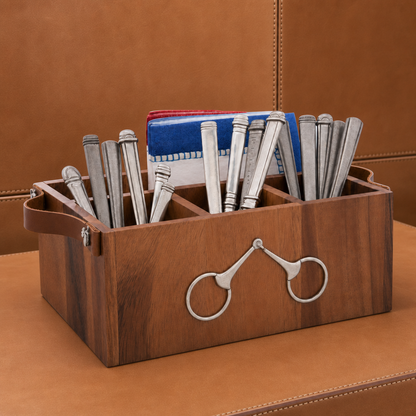 Vagabond House - Flatware Caddy- Horse Bits Leather Handles