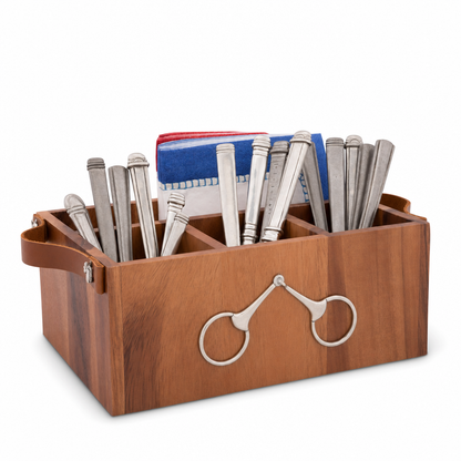 Vagabond House - Flatware Caddy- Horse Bits Leather Handles