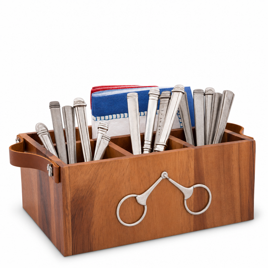Vagabond House - Flatware Caddy- Horse Bits Leather Handles