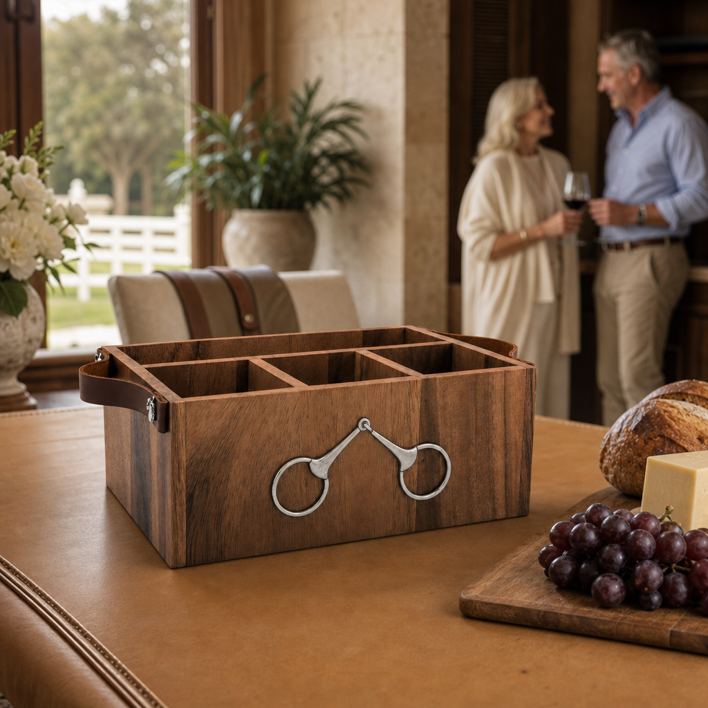 Vagabond House - Flatware Caddy- Horse Bits Leather Handles