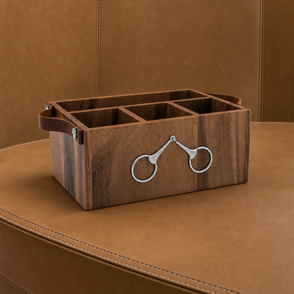 Vagabond House - Flatware Caddy- Horse Bits Leather Handles