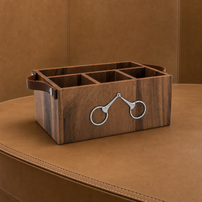 Vagabond House - Flatware Caddy- Horse Bits Leather Handles