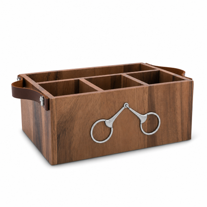 Vagabond House - Flatware Caddy- Horse Bits Leather Handles