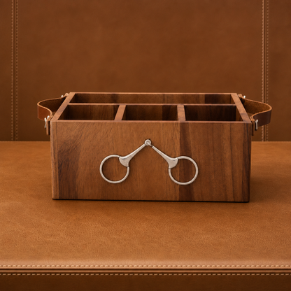 Vagabond House - Flatware Caddy- Horse Bits Leather Handles