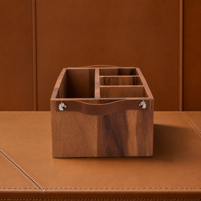 Vagabond House - Flatware Caddy- Horse Bits Leather Handles