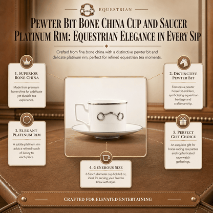 Vagabond House - Pewter Bit Bone China Cup and Saucer Platinum Rim