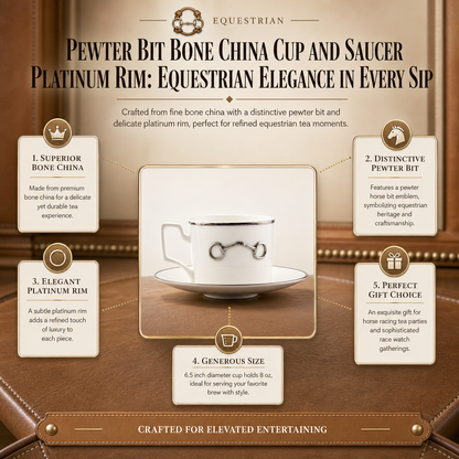 Vagabond House - Pewter Bit Bone China Cup and Saucer Platinum Rim