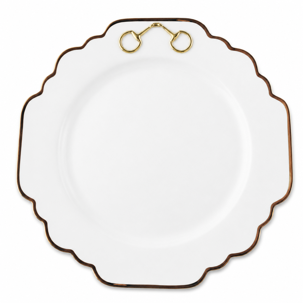 Vagabond House - Gold Bit Bone China Scallop Dinner Plate Gold Rim
