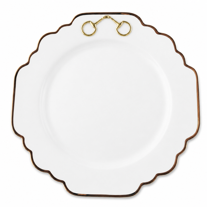 Vagabond House - Gold Bit Bone China Scallop Dinner Plate Gold Rim