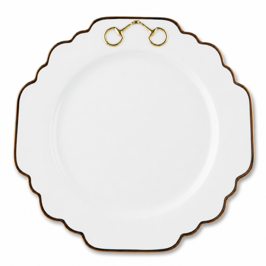 Vagabond House - Gold Bit Bone China Scallop Dinner Plate Gold Rim