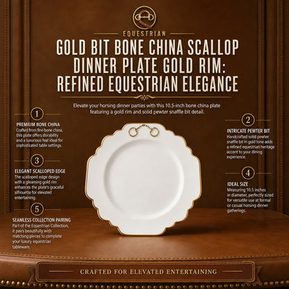 Vagabond House - Gold Bit Bone China Scallop Dinner Plate Gold Rim
