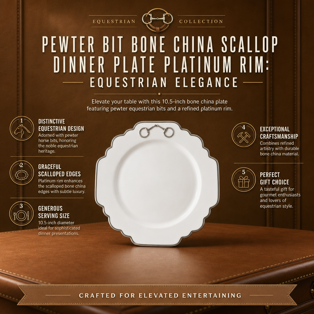 Vagabond House - Pewter Bit Bone China Scallop Dinner Plate Platinum Rim