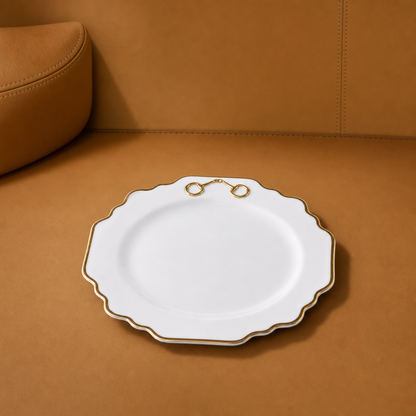 Vagabond House - Gold Bit Bone China Scallop Salad Plate Gold Rim