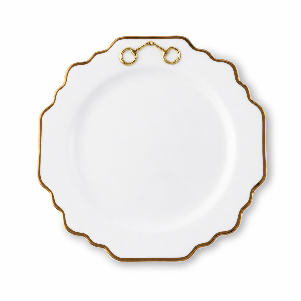 Vagabond House - Gold Bit Bone China Scallop Salad Plate Gold Rim