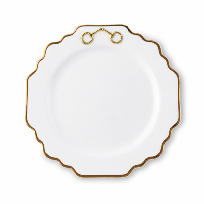 Vagabond House - Gold Bit Bone China Scallop Salad Plate Gold Rim