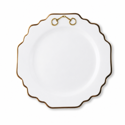 Vagabond House - Gold Bit Bone China Scallop Salad Plate Gold Rim