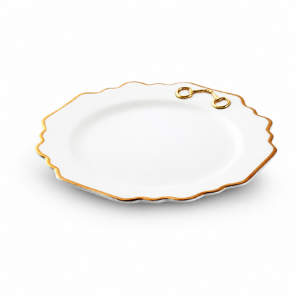 Vagabond House - Gold Bit Bone China Scallop Salad Plate Gold Rim