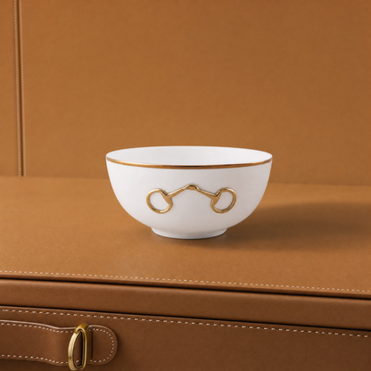 Vagabond House - Gold Bit Bone China Round Cereal Bowl Gold Rim