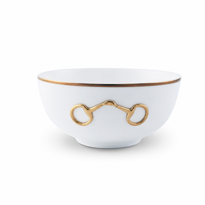 Vagabond House - Gold Bit Bone China Round Cereal Bowl Gold Rim