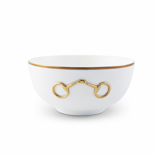 Vagabond House - Gold Bit Bone China Round Cereal Bowl Gold Rim