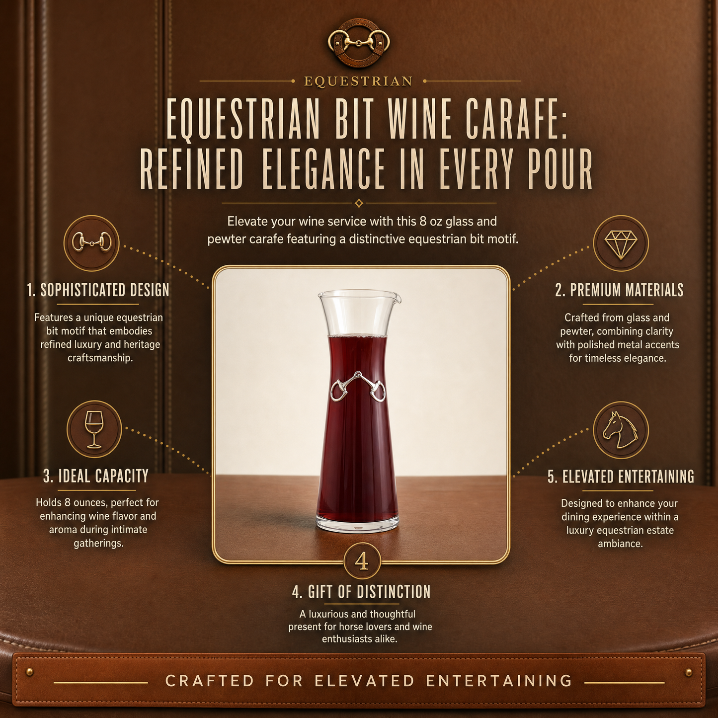 Vagabond House - Equestrian Bit Wine Carafe - 8 Ounce