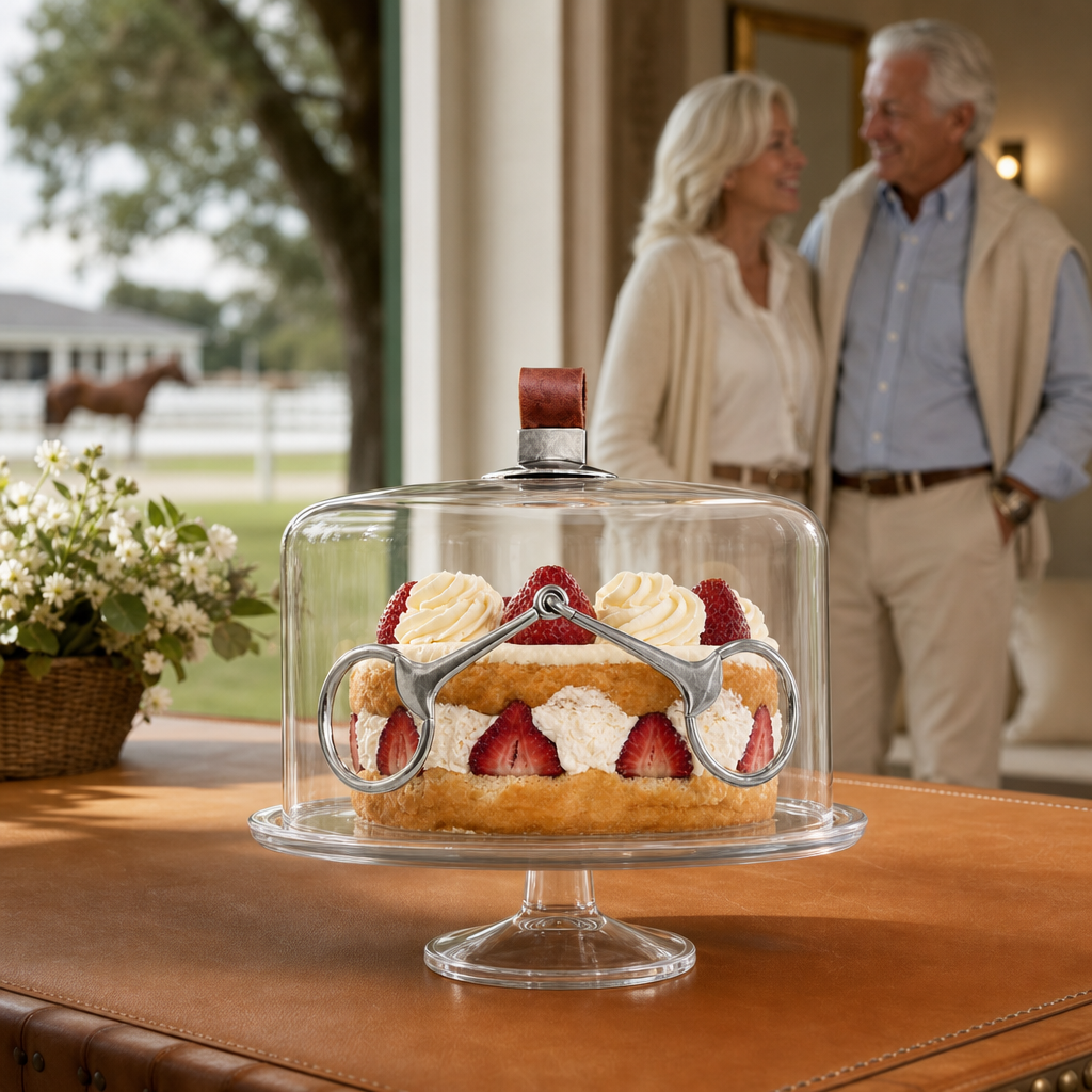 Vagabond House Horse Bit Glass Covered Cake / Dessert Stand
