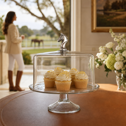 Vagabond House - Horse Glass Covered Cake / Dessert Stand
