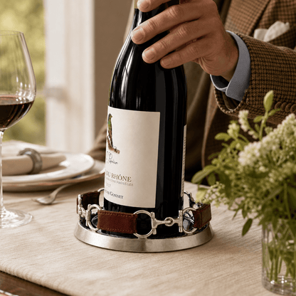 Vagabond House - Equestrian Horse Bit Leather Wine Coaster
