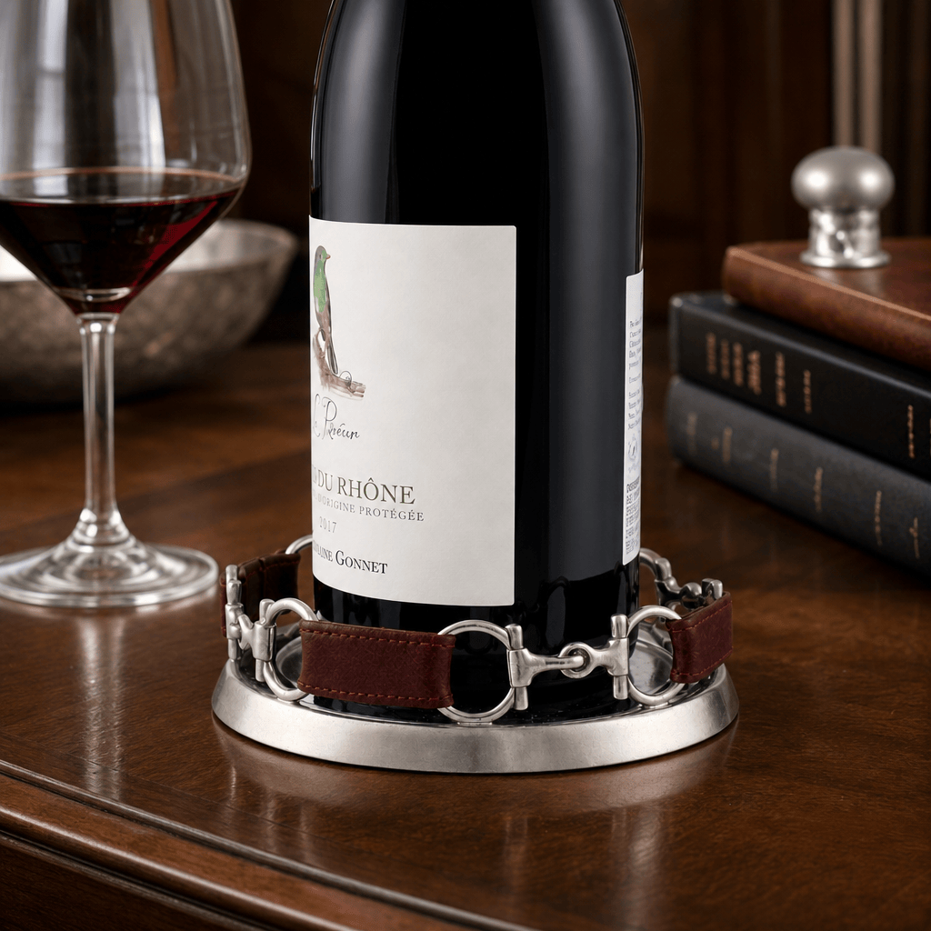 Vagabond House - Equestrian Horse Bit Leather Wine Coaster
