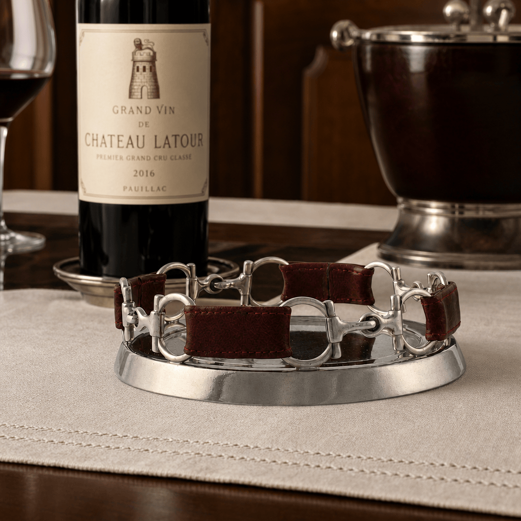 Vagabond House - Equestrian Horse Bit Leather Wine Coaster