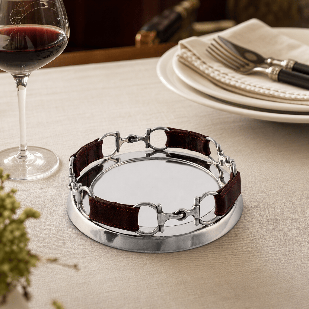 Vagabond House - Equestrian Horse Bit Leather Wine Coaster
