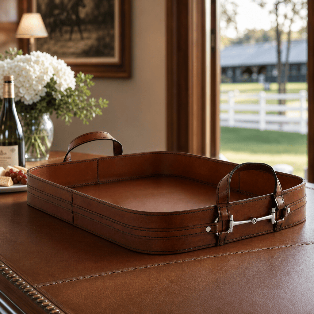 Vagabond House - Premium Genuine Leather Bit Serving Tray – Perfect for Entertaining