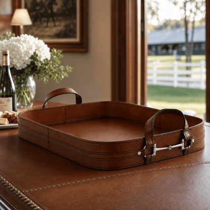 Vagabond House - Premium Genuine Leather Bit Serving Tray – Perfect for Entertaining