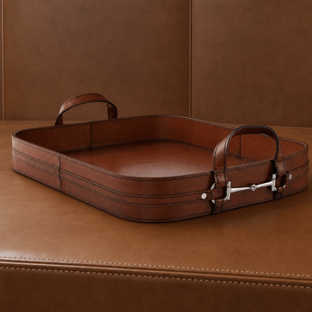 Vagabond House - Premium Genuine Leather Bit Serving Tray – Perfect for Entertaining