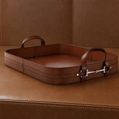 Vagabond House - Premium Genuine Leather Bit Serving Tray – Perfect for Entertaining