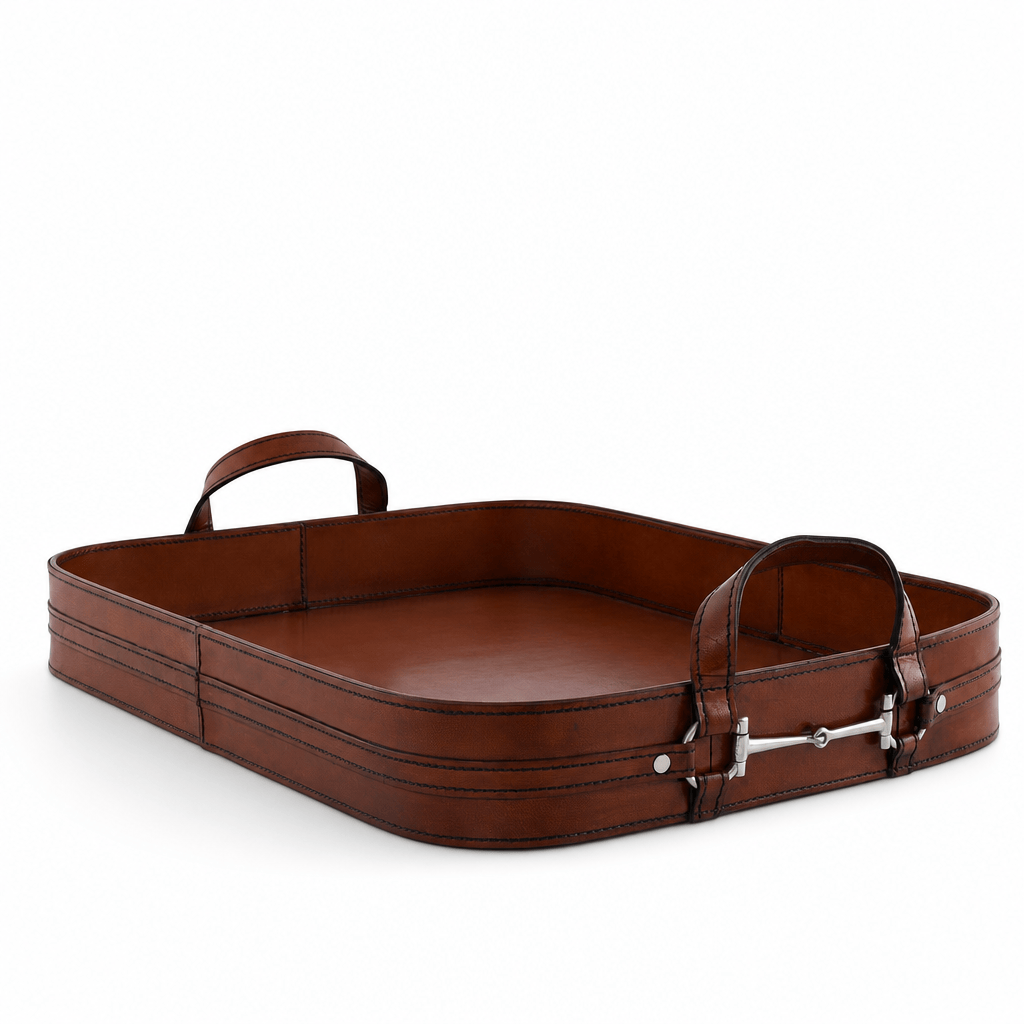 Vagabond House - Premium Genuine Leather Bit Serving Tray – Perfect for Entertaining