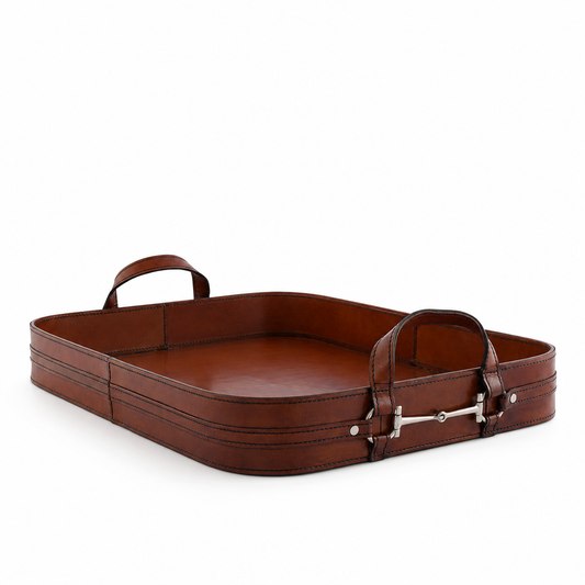 Vagabond House - Premium Genuine Leather Bit Serving Tray – Perfect for Entertaining