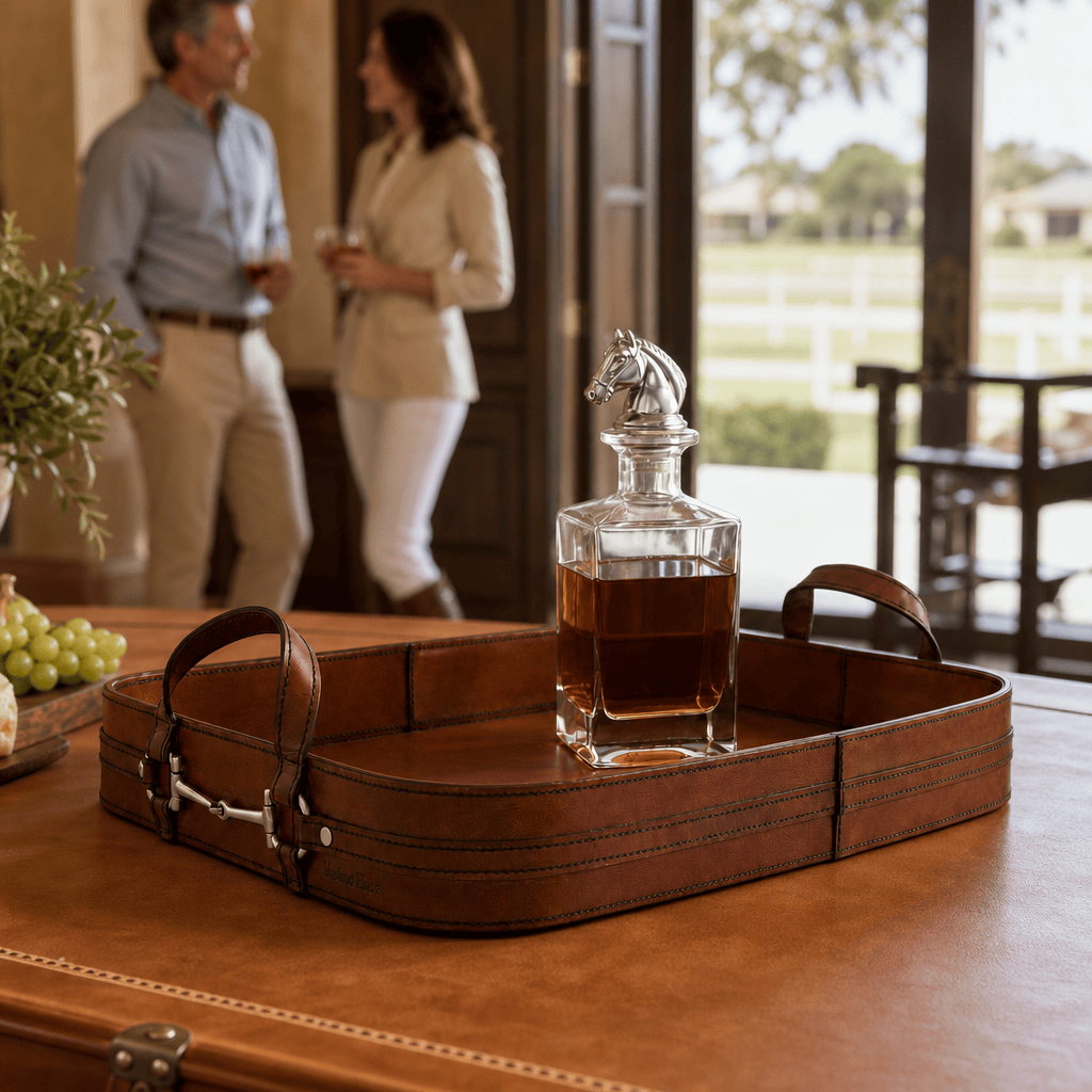 Vagabond House - Premium Genuine Leather Bit Serving Tray – Perfect for Entertaining
