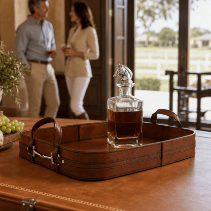 Vagabond House - Premium Genuine Leather Bit Serving Tray – Perfect for Entertaining