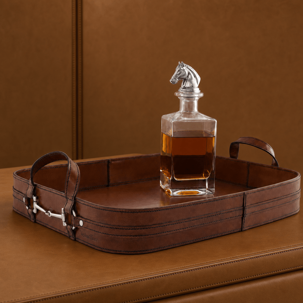 Vagabond House - Premium Genuine Leather Bit Serving Tray – Perfect for Entertaining