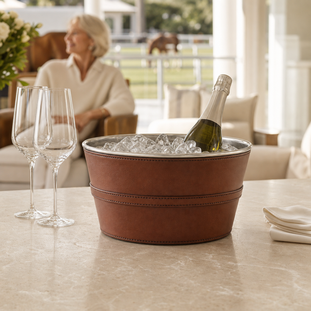 Vagabond House -  Premium Genuine Leather Bit Ice Tub – Sophisticated Beverage Cooler