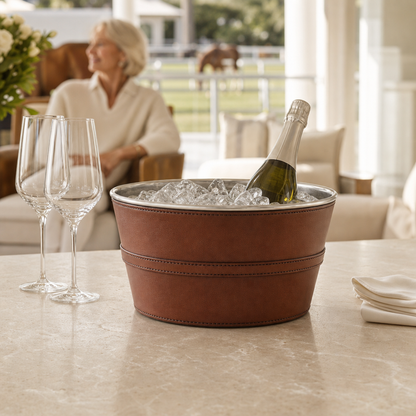 Vagabond House -  Premium Genuine Leather Bit Ice Tub – Sophisticated Beverage Cooler