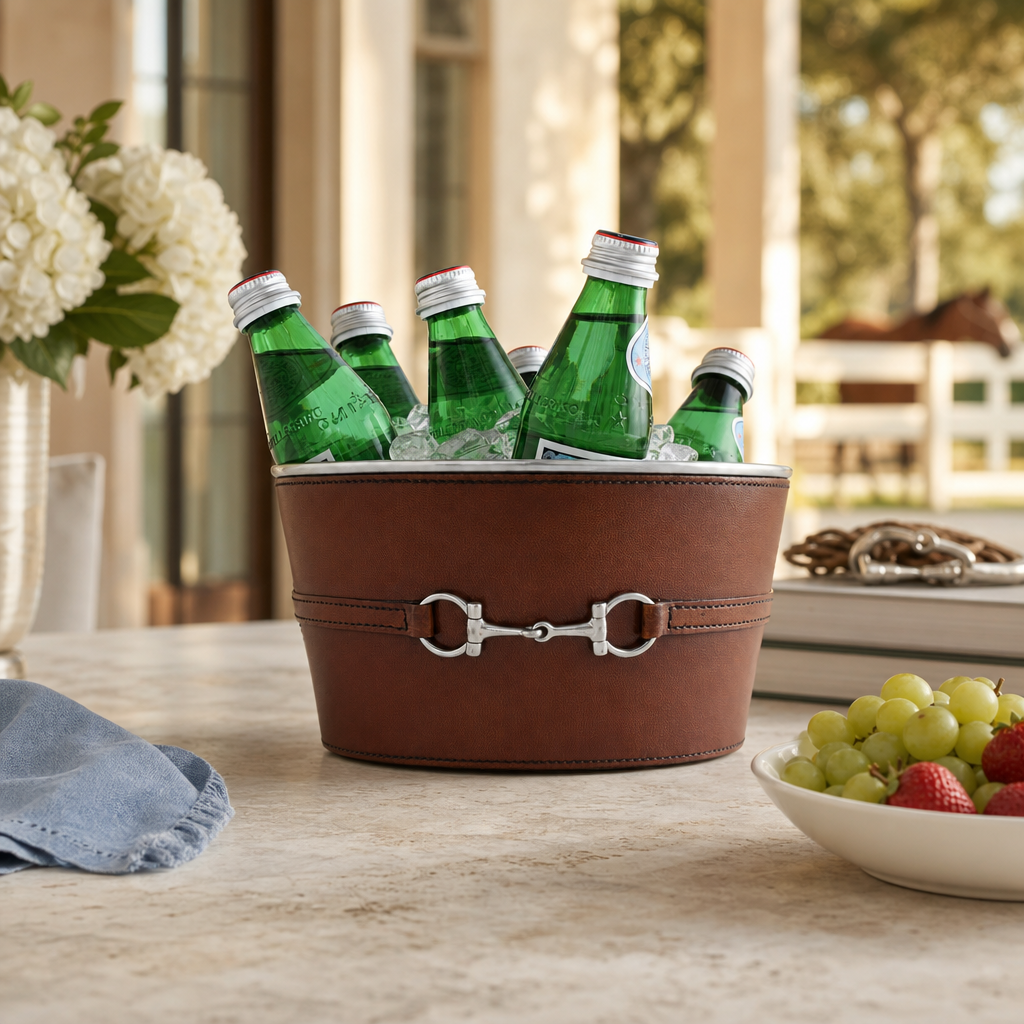Vagabond House -  Premium Genuine Leather Bit Ice Tub – Sophisticated Beverage Cooler