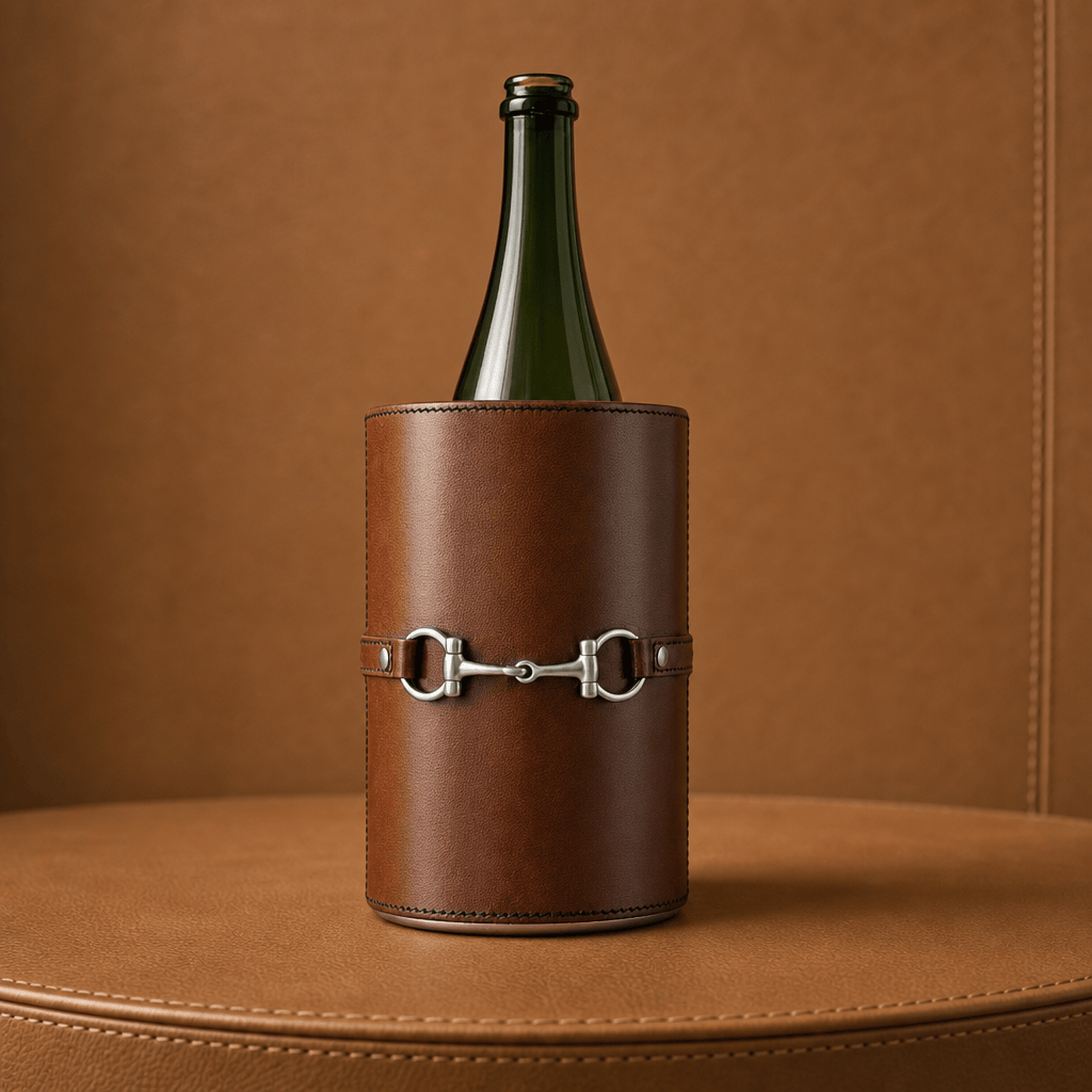 Vagabond House - Premium Genuine Leather Bit Wine Bottle Chiller  - Stainless Lined