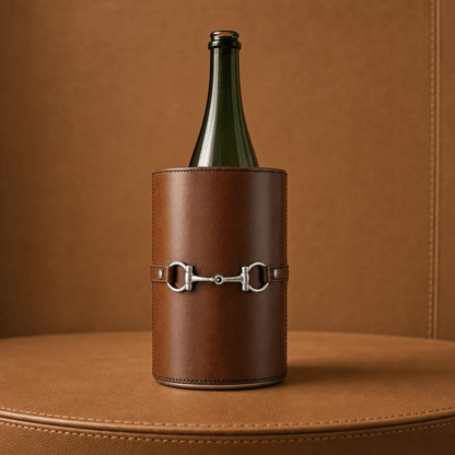 Vagabond House - Premium Genuine Leather Bit Wine Bottle Chiller  - Stainless Lined