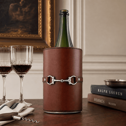 Vagabond House - Premium Genuine Leather Bit Wine Bottle Chiller  - Stainless Lined