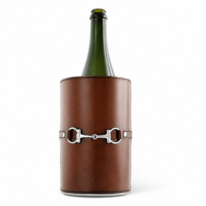 Vagabond House - Premium Genuine Leather Bit Wine Bottle Chiller  - Stainless Lined